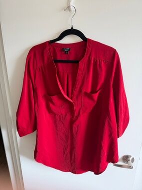 torrid Bright Red Split V-Neck Blouse
